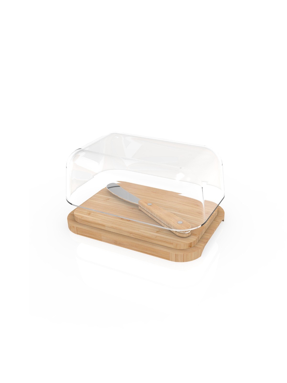 Pebbly Glass Butter Dish with Knife