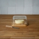 Pebbly Glass Butter Dish with Knife