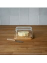 Pebbly Glass Butter Dish with Knife