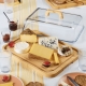 Pebbly Glass Cheese Board with Bamboo Base & Lid