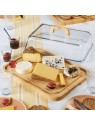 Pebbly Glass Cheese Board with Bamboo Base & Lid