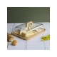 Pebbly Glass Cheese Board with Bamboo Base & Lid