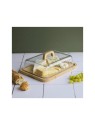 Pebbly Glass Cheese Board with Bamboo Base & Lid