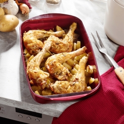 Pebbly Rectangular Borosilicate Glass Baking Dish with Lid – 3.6L Large Oven & Storage Dish