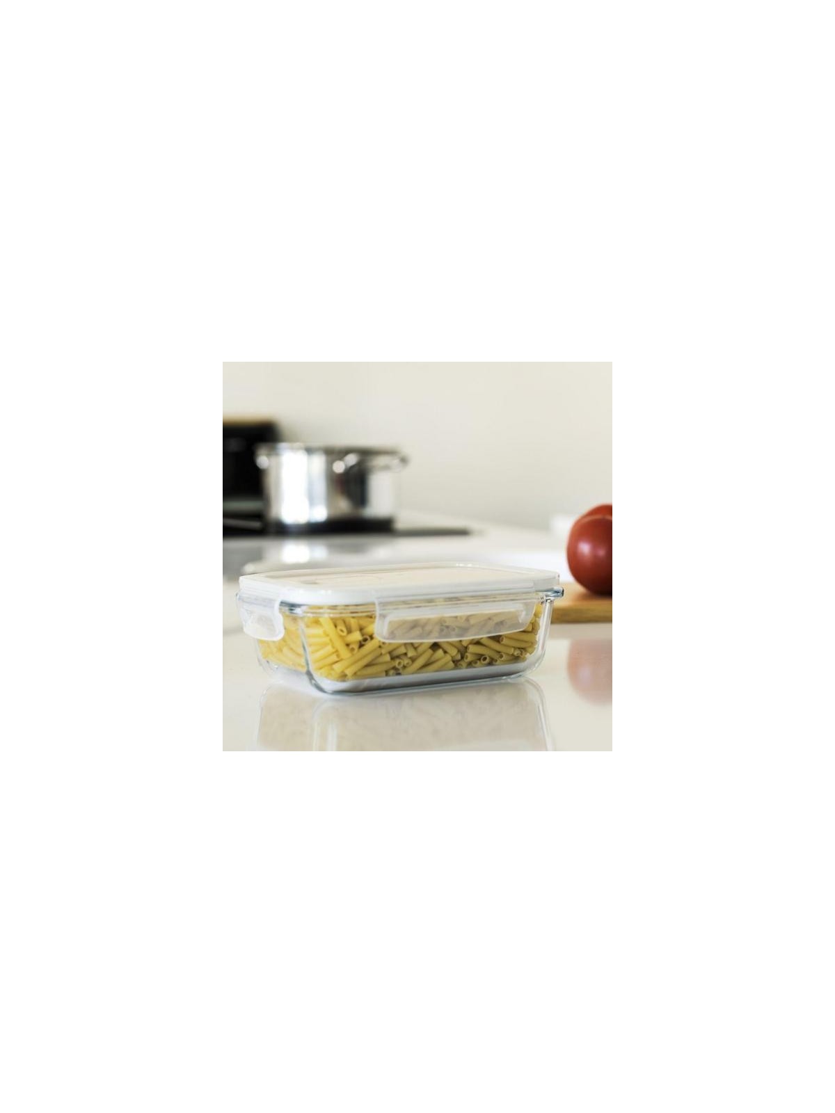 Pebbly Rectangular Borosilicate Glass Food Storage Container with Airtight Lid
