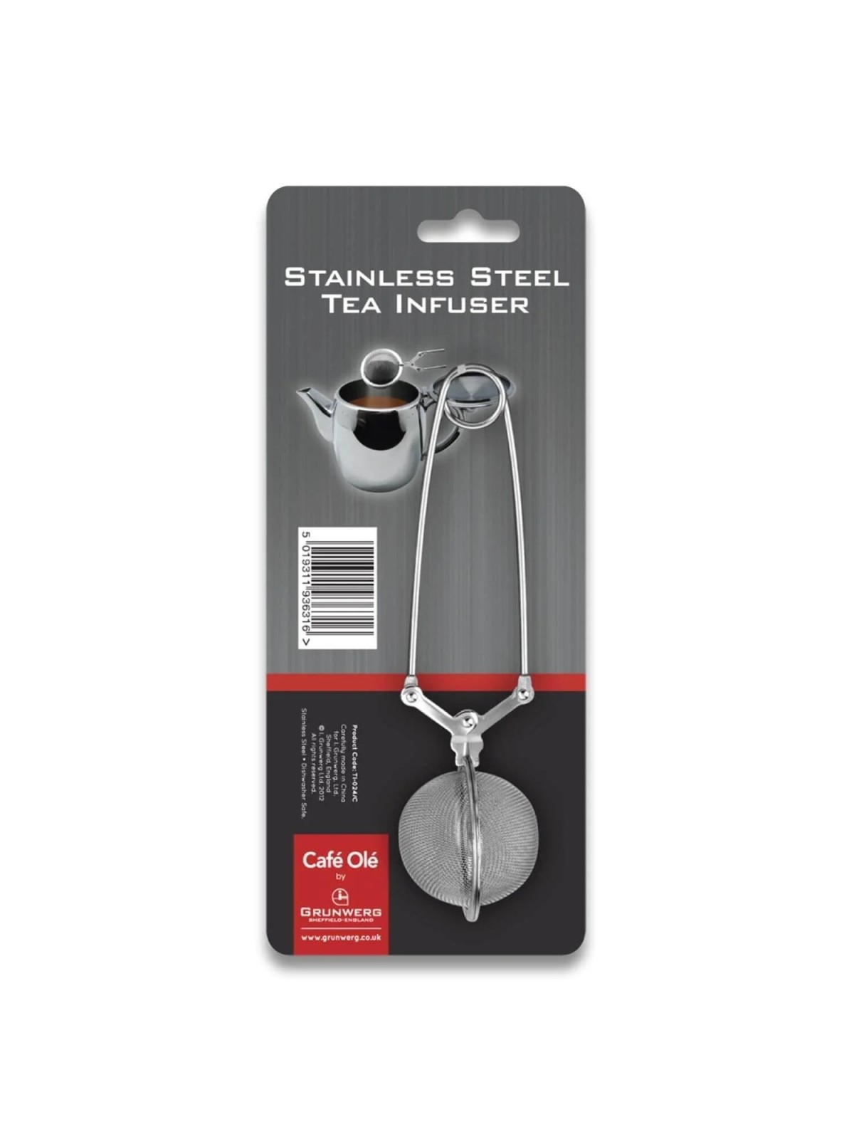 Grunwerg Stainless Steel Mesh Tea Infuser Bowl with Long Handles Café Olé