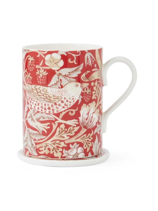 Spode kruus alusega Strawberry Thief Indian Red - 0,34 l