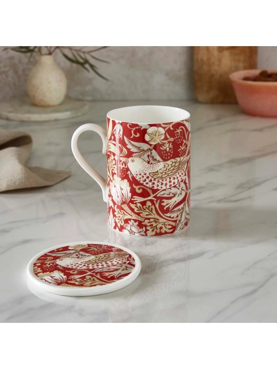 Spode krūze ar pamatni Strawberry Thief Indian Red - 0,34 l