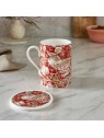 Spode Strawberry Thief Indian Red Mug & Coaster Set
