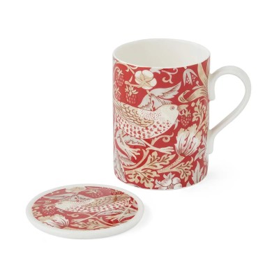 Spode Strawberry Thief Indian Red Mug & Coaster Set