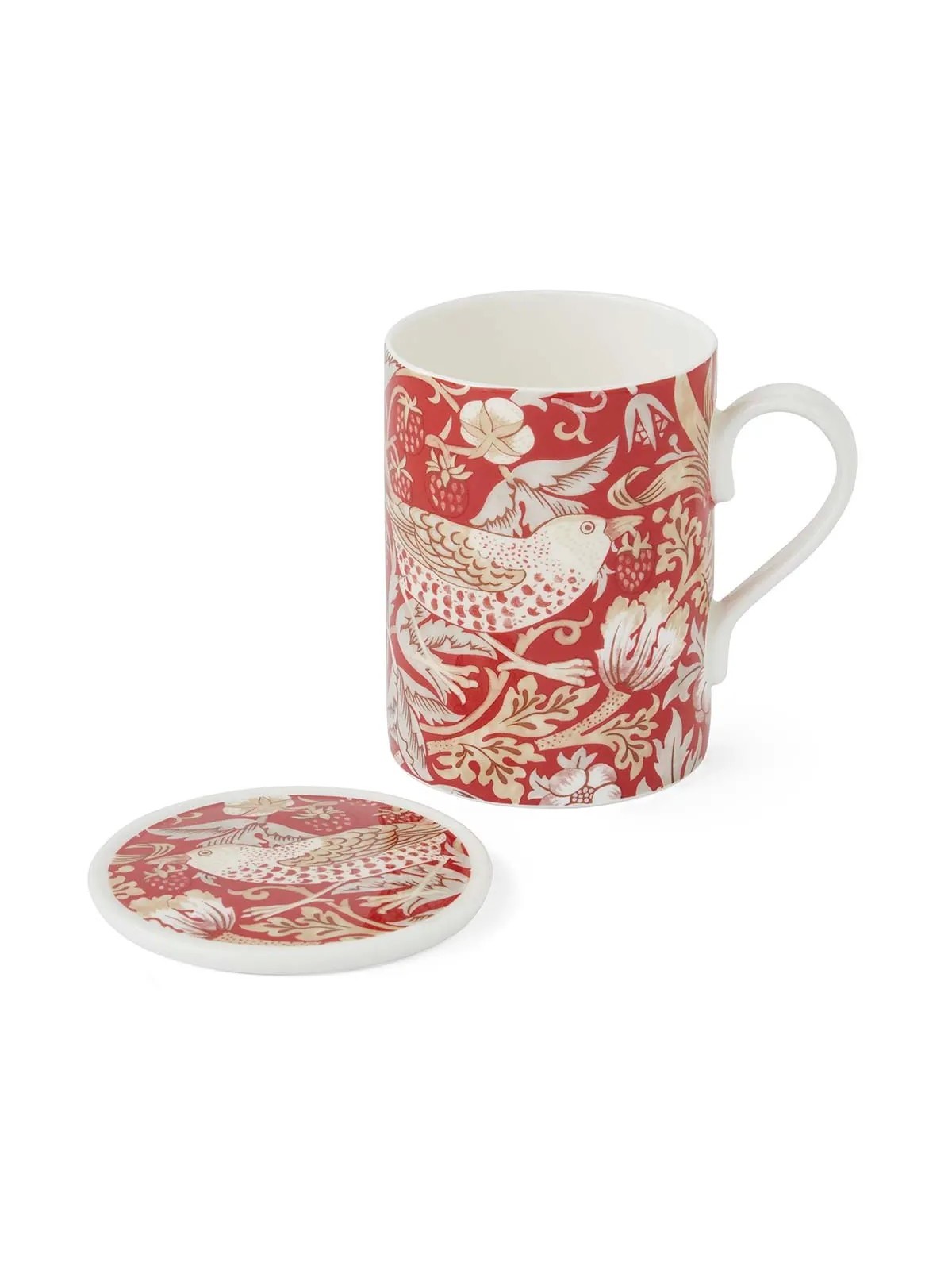 Spode Strawberry Thief Indian Red Mug & Coaster Set