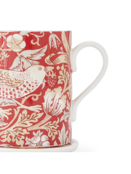 Spode Strawberry Thief Indian Red Mug & Coaster Set