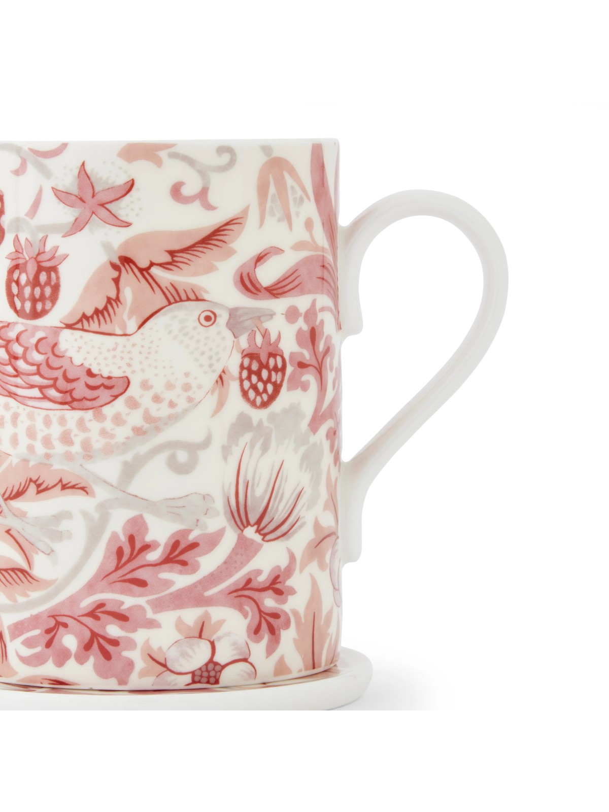 Morris & Co. Strawberry Thief Madder puodelio ir padėkliuko rinkinys