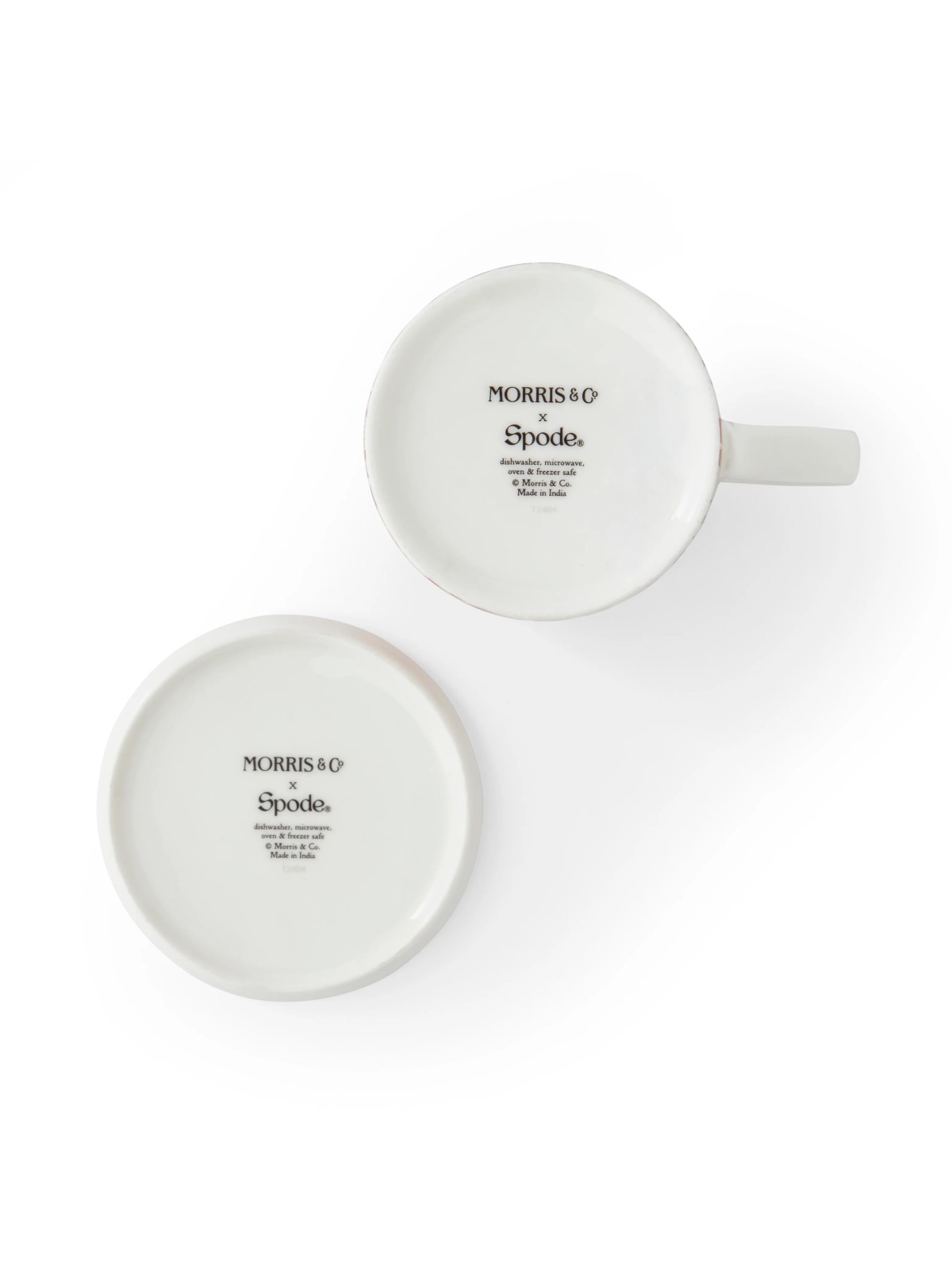 Morris & Co. Strawberry Thief Madder puodelio ir padėkliuko rinkinys