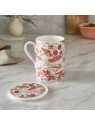 Morris & Co. Strawberry Thief Madder puodelio ir padėkliuko rinkinys