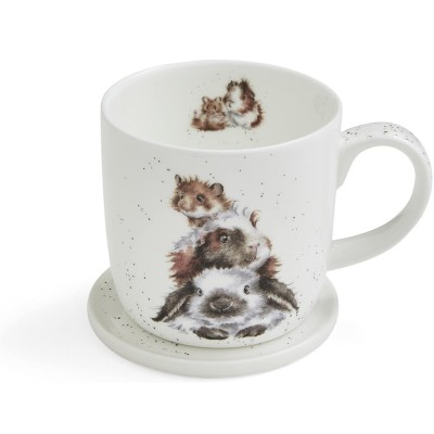 Wrendale Designs Piggy in the Middle набор из кружки и подставки