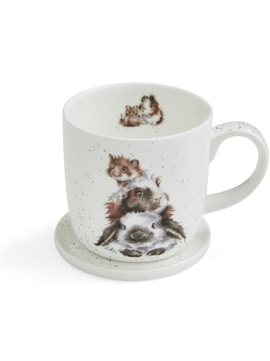Wrendale Designs Piggy in the Middle kruusi ja klaasialuse komplekt