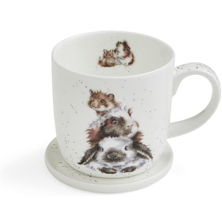Wrendale Designs Piggy in the Middle kruusi ja klaasialuse komplekt
