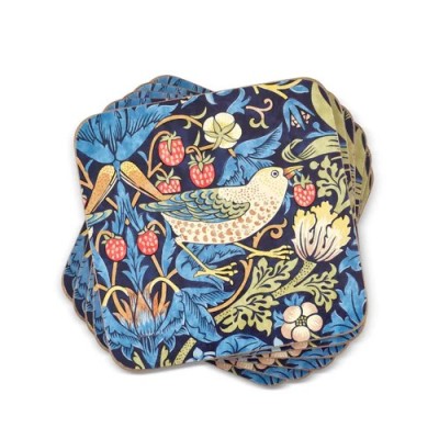 Morris & Co. Strawberry Thief синие подставки, набор 6 шт.