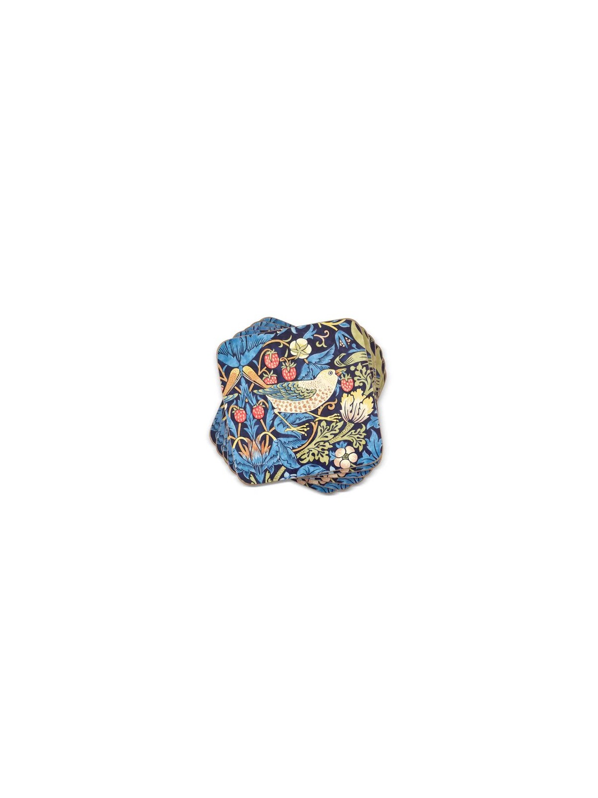 Morris & Co. Strawberry Thief Coasters Blue Set of 6