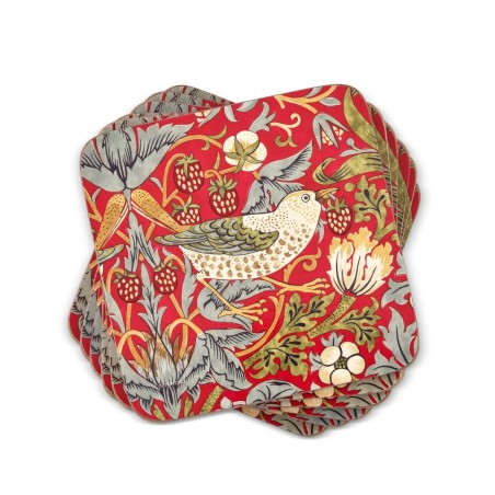 Morris & Co. Strawberry Thief красные подставки, набор 6 шт.