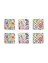 Pimpernel Wildflowers coasters, set of 6