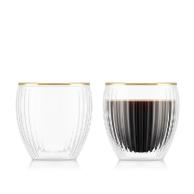 Bodum Pavina double wall glass with gold rim, 0.2 l (2 pc)