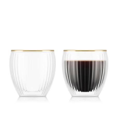 Bodum Pavina tuplaseinämälasit kultareunuksella, 0,2 l (2 kpl)