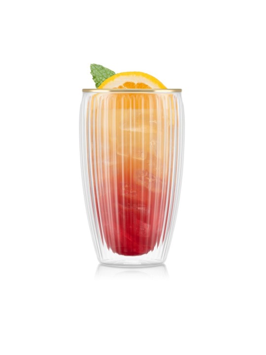 Bodum Pavina tuplaseinämälasit kultareunuksella, 0,45 l (2 kpl)