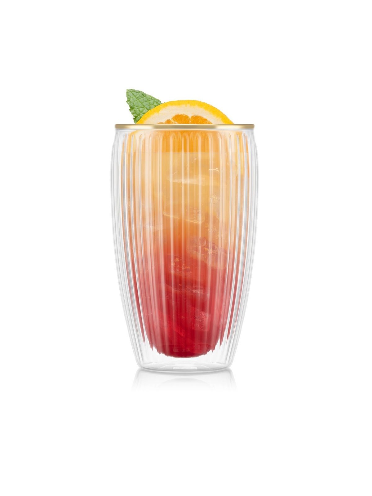Bodum Pavina dvigubų sienelių stiklinė su auksiniu krašteliu, 0,45 l (2 vnt.)