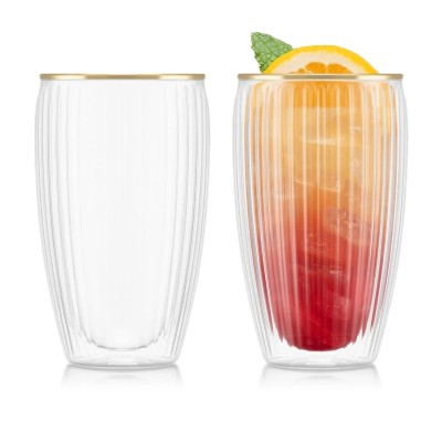Bodum Pavina double wall glass with gold rim, 0.45 l (2 pc)
