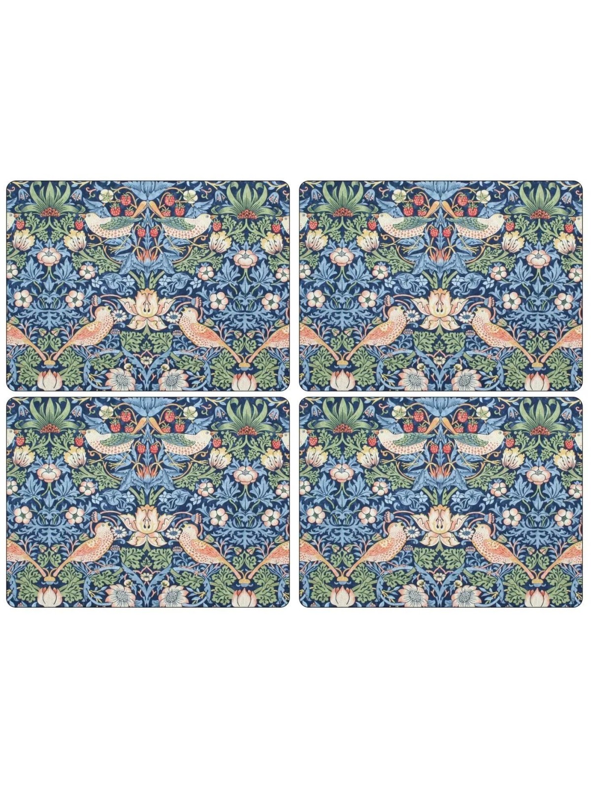 Morris & Co. Strawberry Thief pöytätabletit, setti 4 kpl