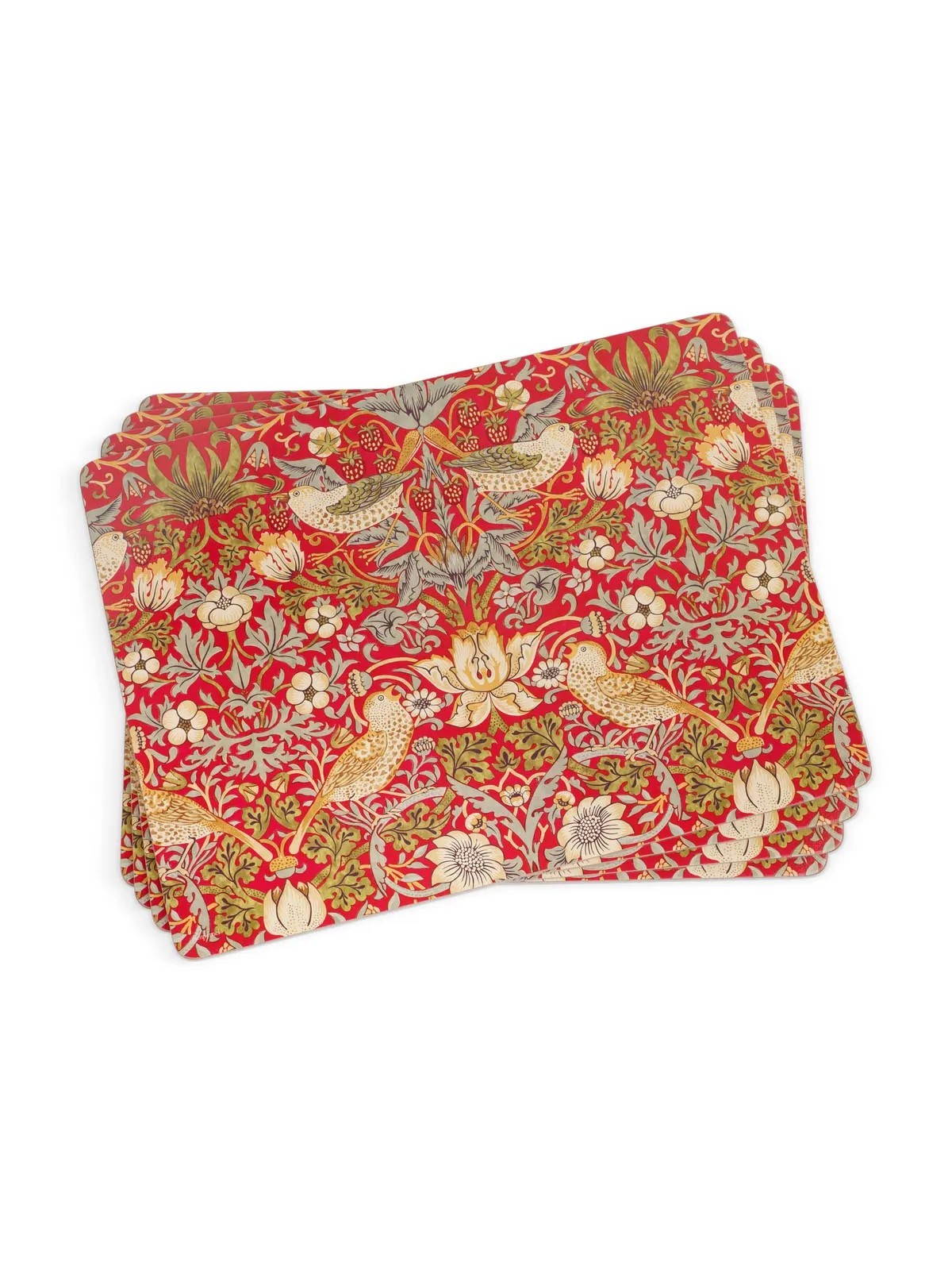Morris & Co. Strawberry Thief Placemats Red Set of 4