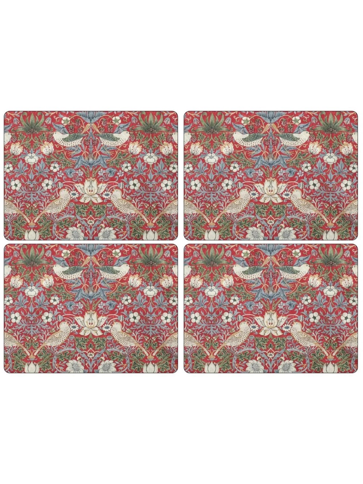 Morris & Co. Strawberry Thief Placemats Red Set of 4