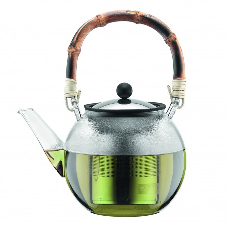 ASSAM teapot 1,5 l, with metal strainer, bamboo handle
