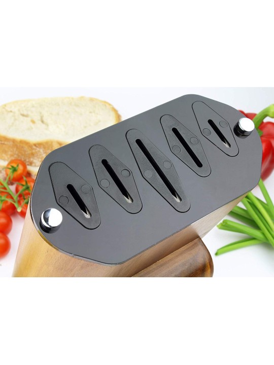 Grunwerg подставка для 5ти ножей , акация / черный акрил