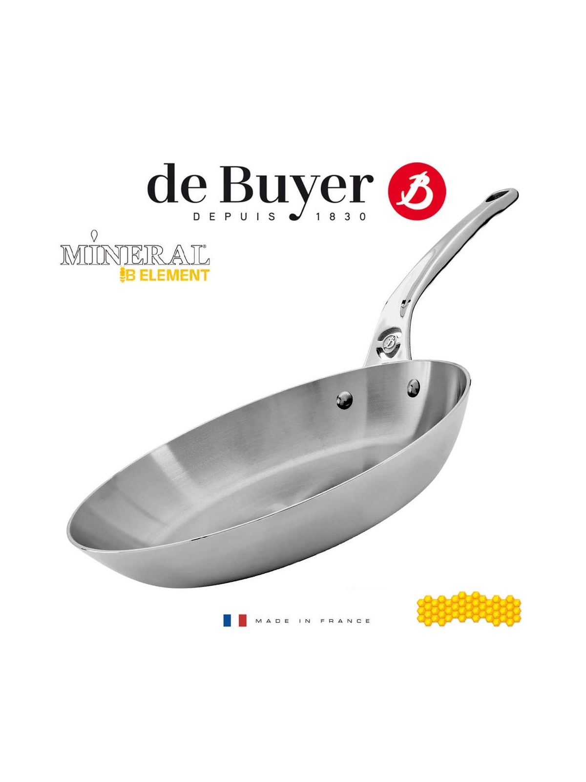 De Buyer tērauda cepešpannas panna Mineral B Element PRO, nerūsējoša tērauda rokturis