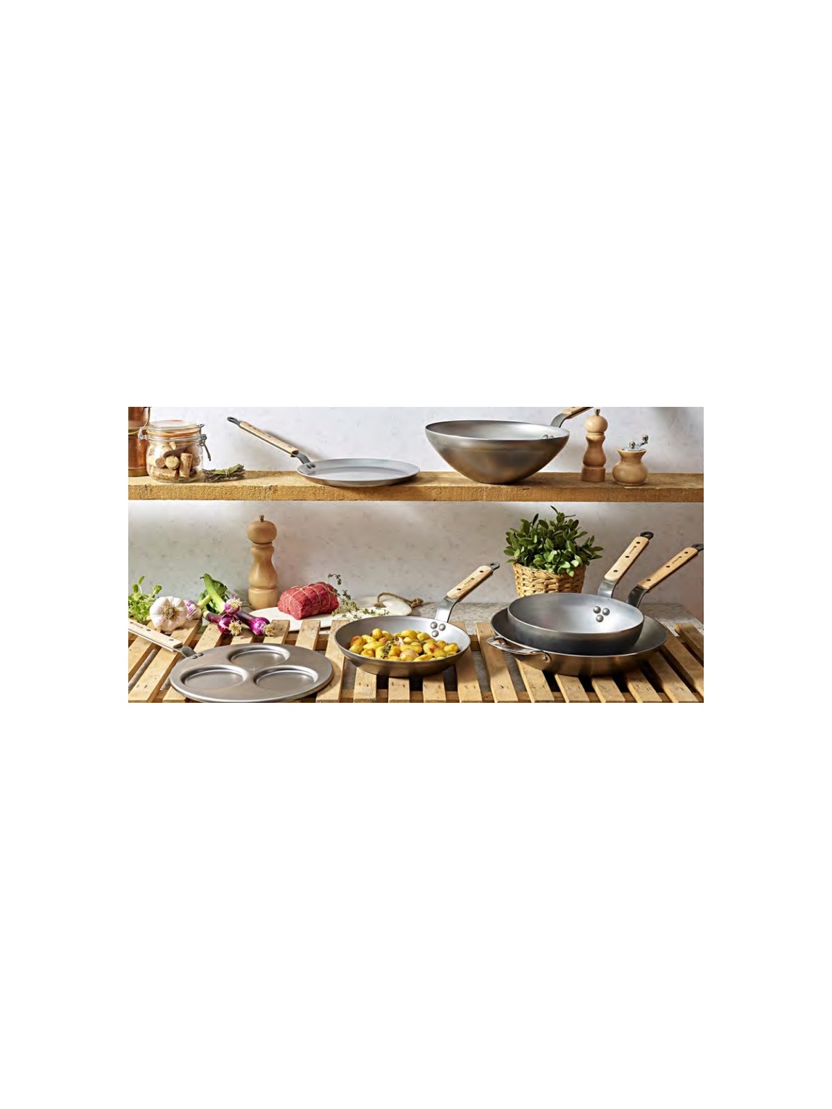 de Buyer pannkoogipann Mineral B B Bois , 27 cm/3 auku, puidust käepide