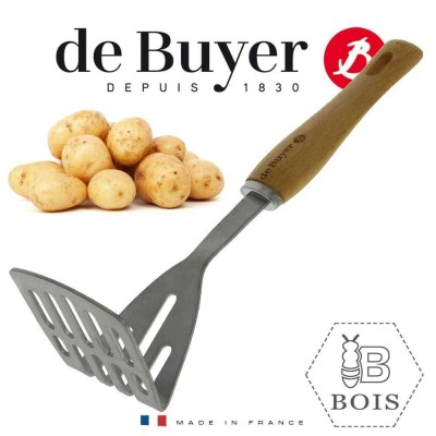 De Buyer B Bois kartupeļu stampa, koka rokturis