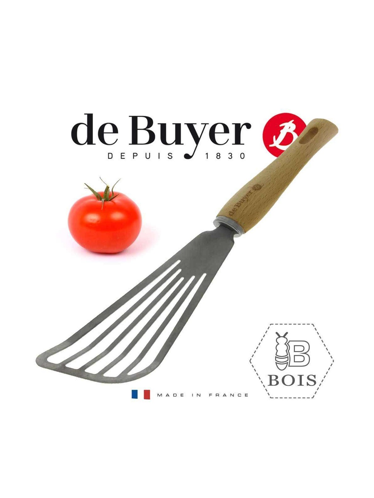 de Buyer pannilabidas avadega B Bois, puidust käepide