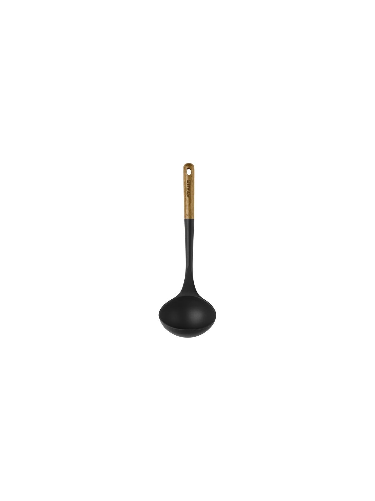 Staub Black Silicone Soup Ladle Solid Acacia wood